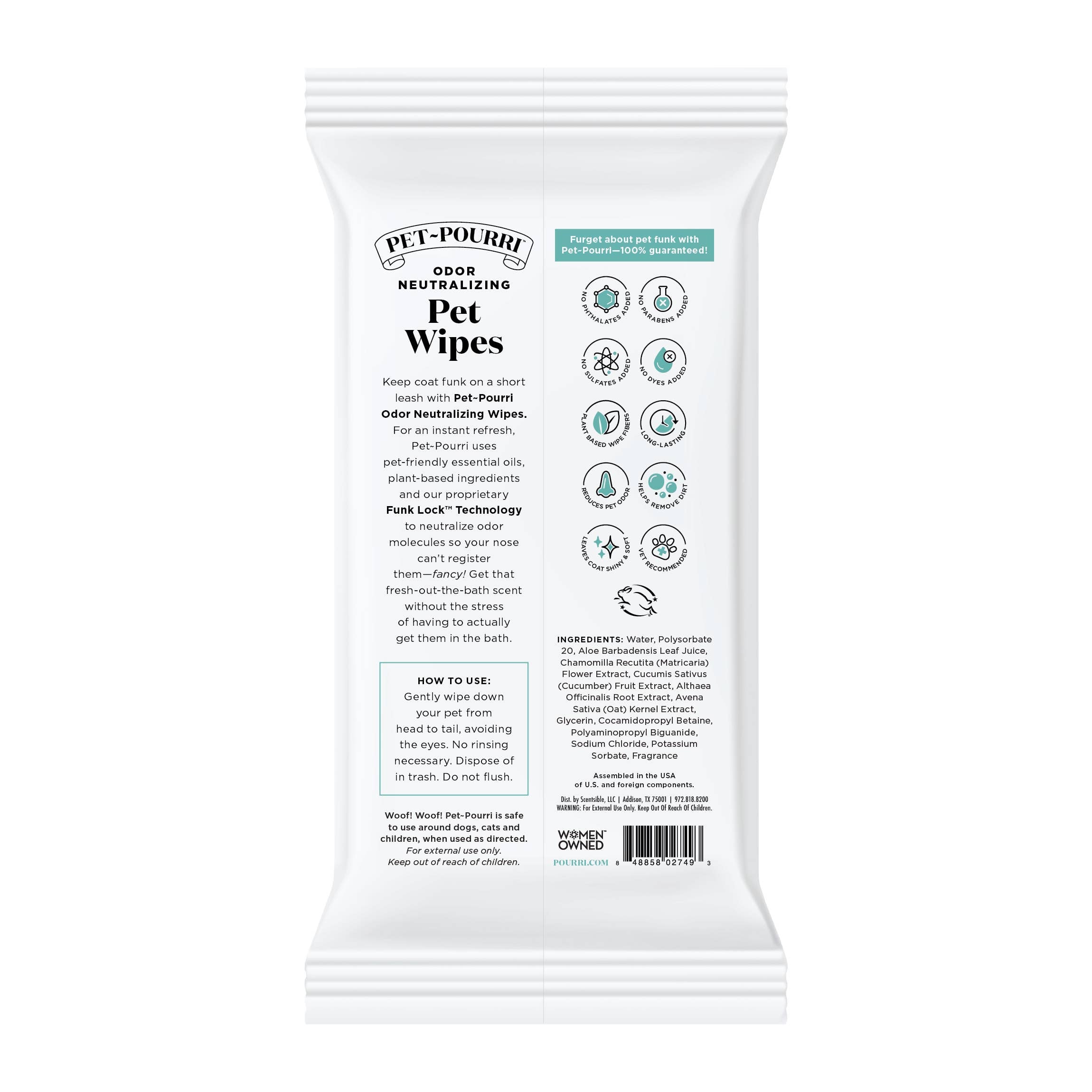 Pet~Pourri - Pet Coat Wipes - 50ct - Pawsitively Fresh Scent