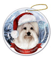 Coton de Tulear Santa Hat Dog Porcelain Ornament