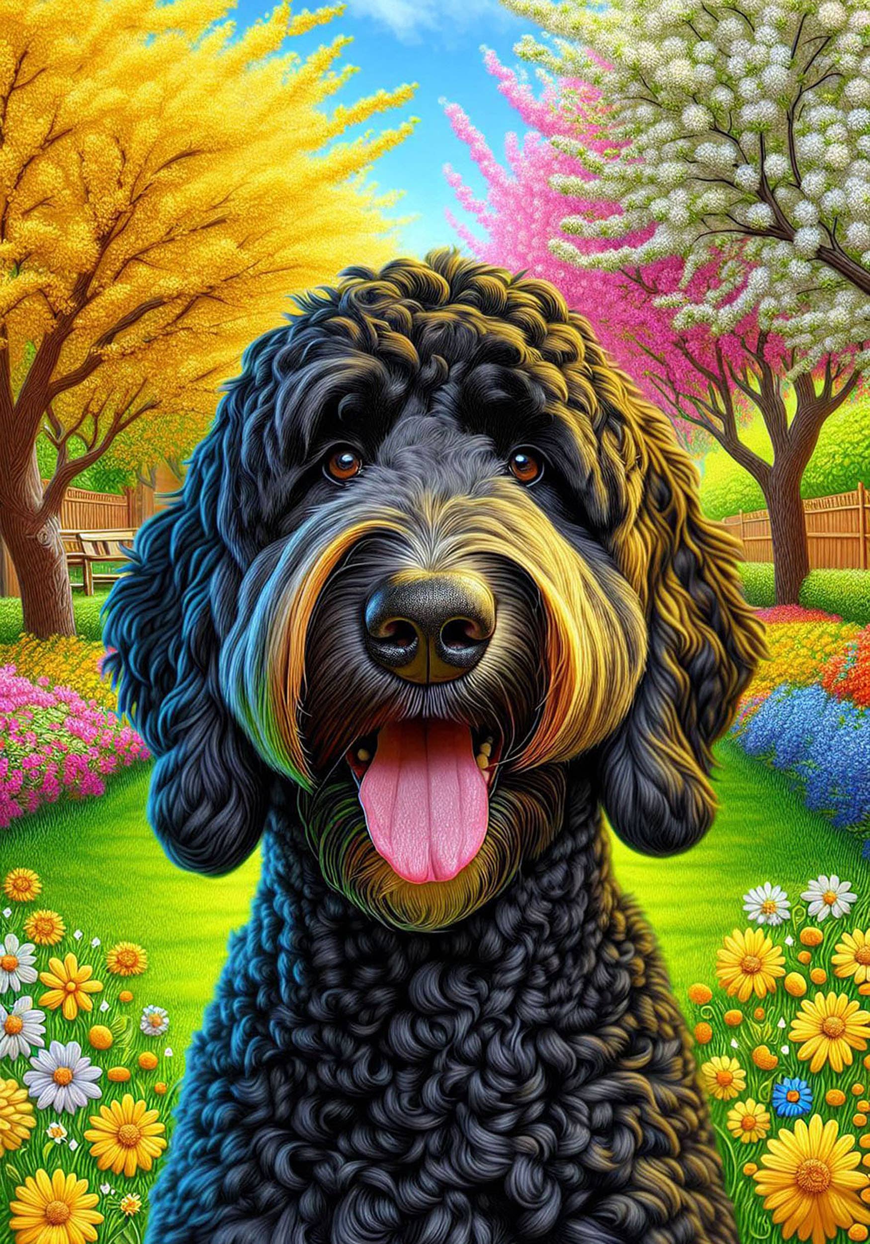 Goldendoodle Black Colorful Spring Garden Flag