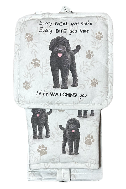 Labradoodle, oven mitt set