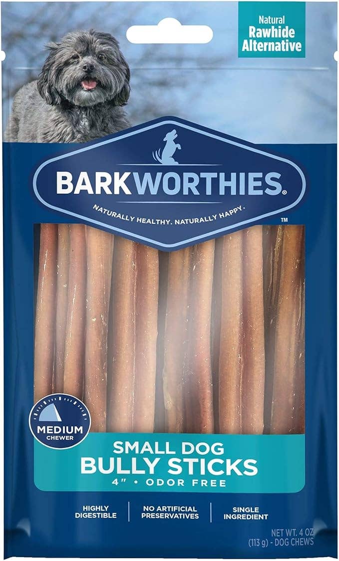 Dog Treat Barkworthies Bully Stick Odor Free Dog Treat