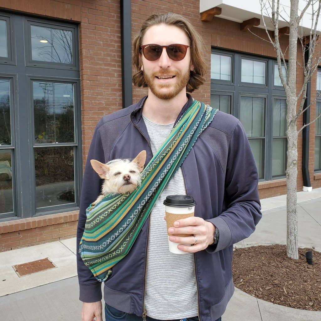 Dog Sling Woven Evergreen Design
