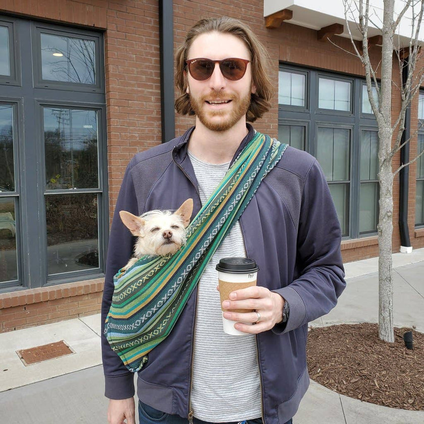 Dog Sling Woven Evergreen Design