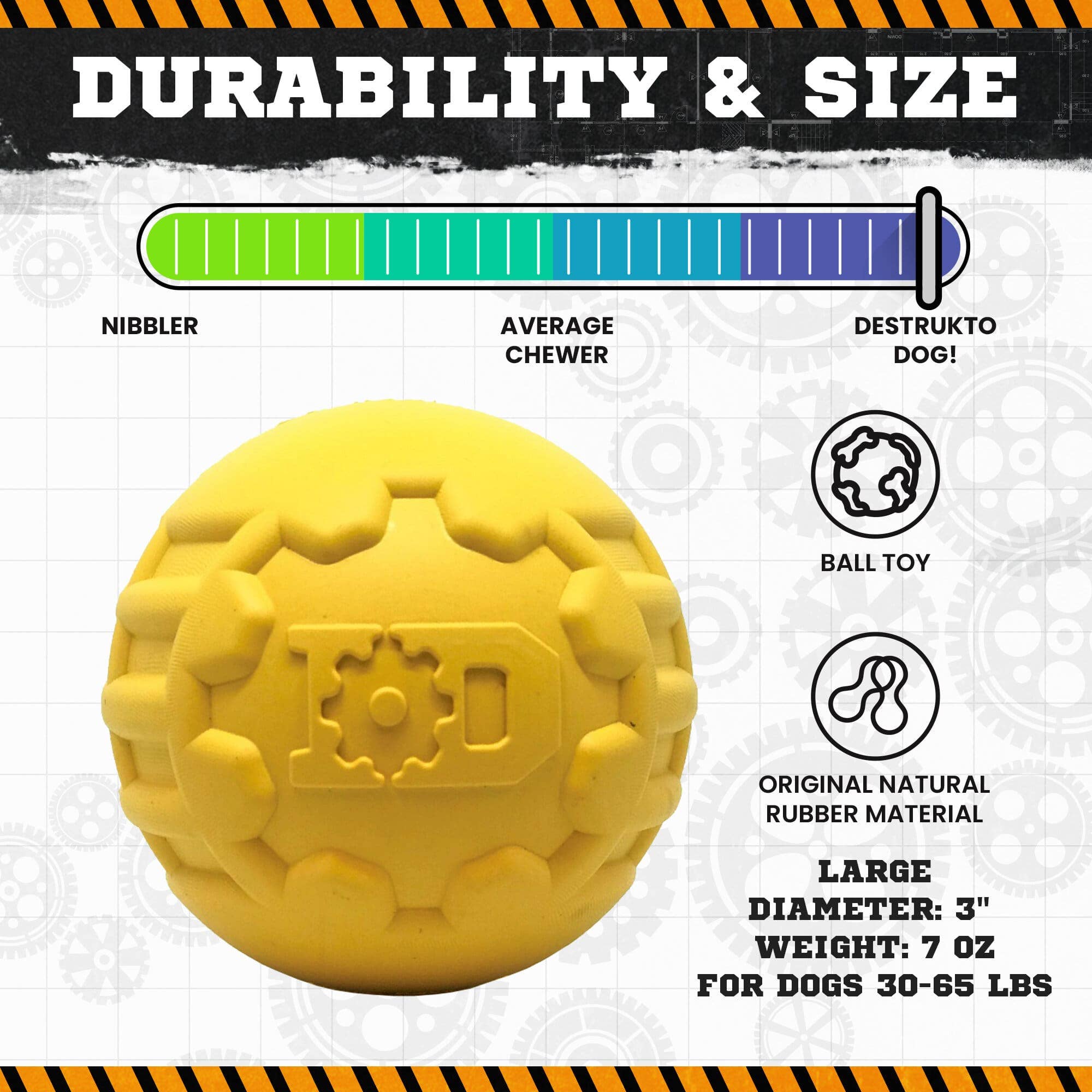 SP ID Ball - Chew Toy - Retrieving Toy - Large - Yellow