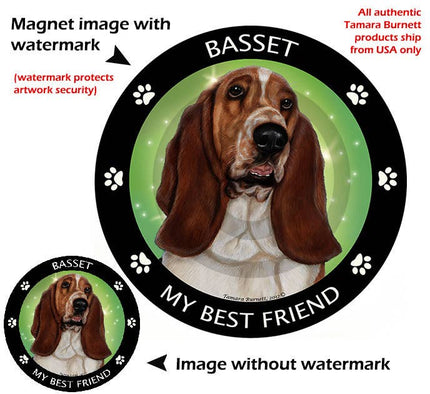 Basset Hound Circular My Best Friend Magnet