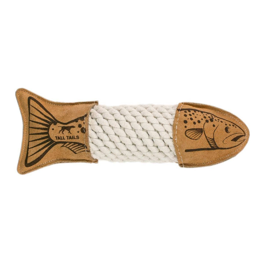Dog Toy Trout Natural Leather Trout Rope Tug Toy