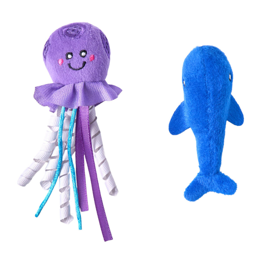 Cat Toy Mesh Mates 2-Pack - Jellyfish and Whale
