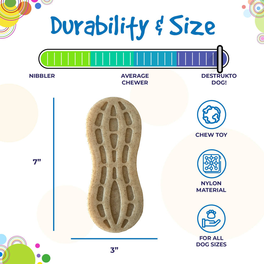 SP Nylon Peanut Dog Chew Toy - Medium/Large - Brown