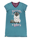 PJ Nightgown Cat Purrrhaps Later V-Neck Nightshirt