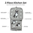 Boston Terrier, oven mitt set