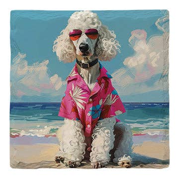 Standard Poodle Beach Dog | Drink Coaster