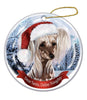 Chinese Crested Santa Hat Dog Porcelain  Ornament