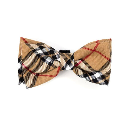 Tan Plaid Bow Tie