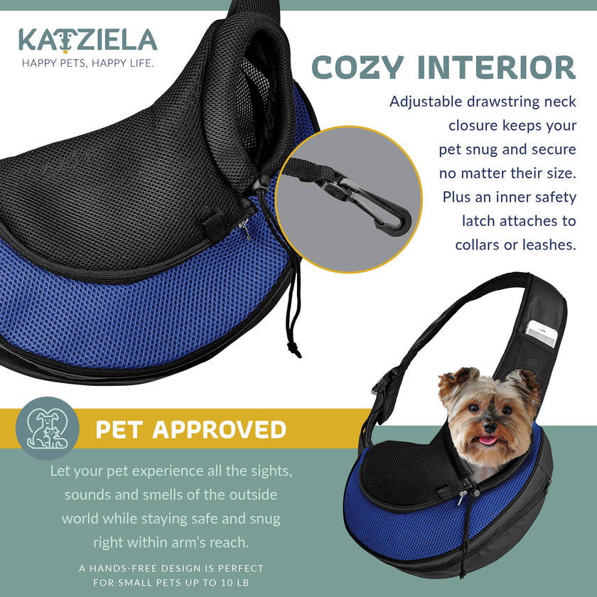 Pet Carrier Expandable Sling For Small Dogs And Cats Blue