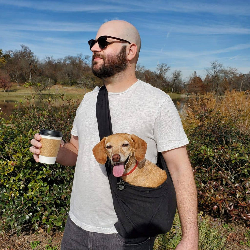 Dog Sling Woven Black Design