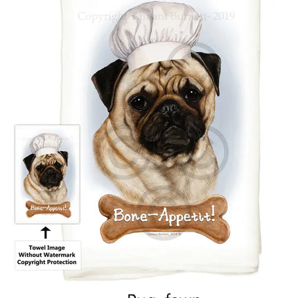 Pug- Fawn Flour Sack Kitchen Towel