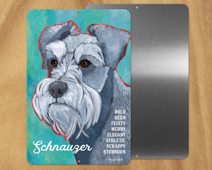 Schnauzer ( Grey, Uncropped) -UD Metal Sign