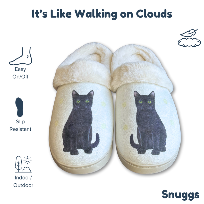 Black Cat Pet Lover Comfy Snuggs Slippers