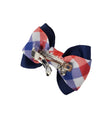 Red/White/Blue Gingham on Blue Hair Bows - 2 bows per card