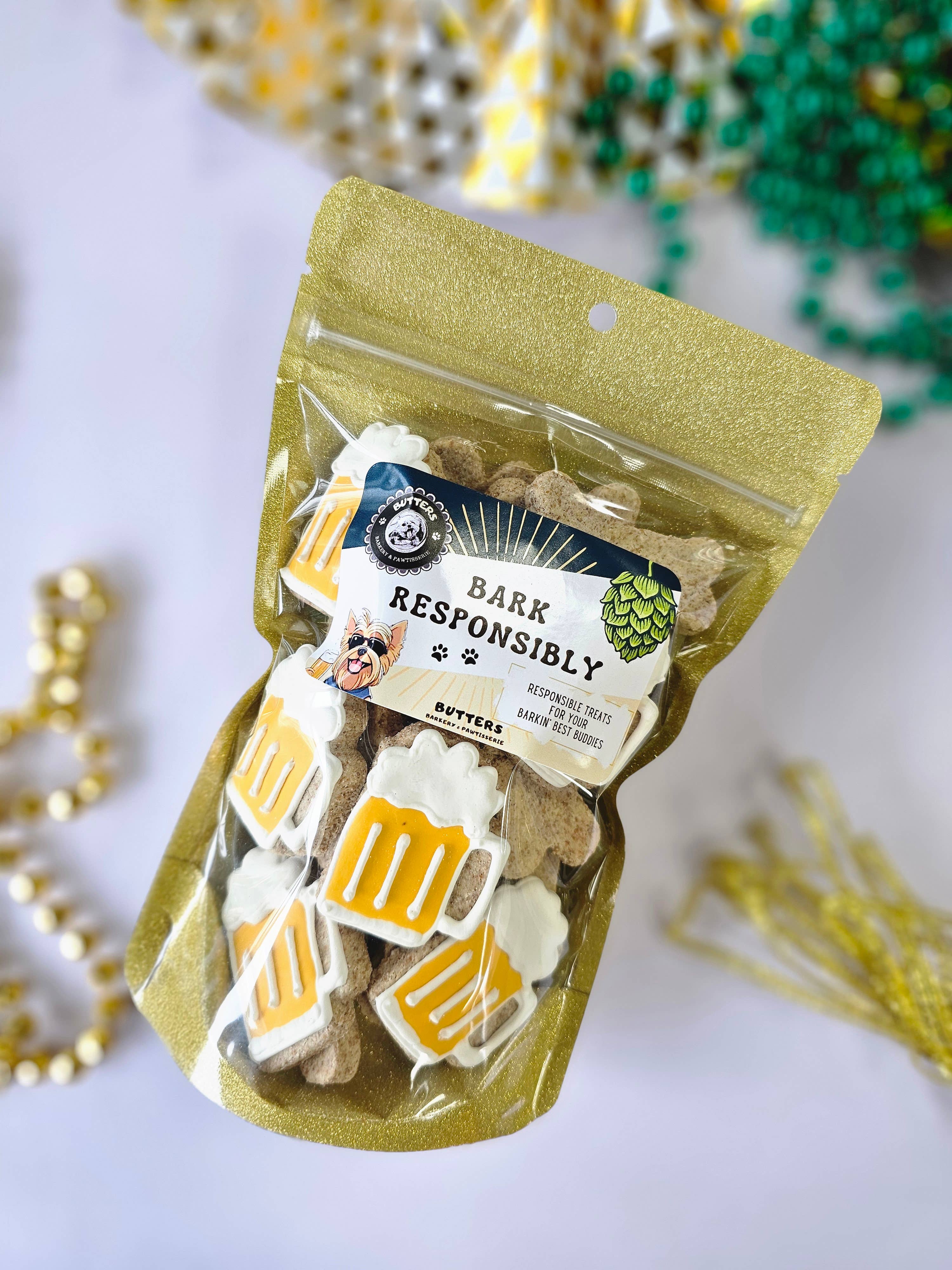 Dog Treat Cookies Bark Responsibly Beer Gift Bag