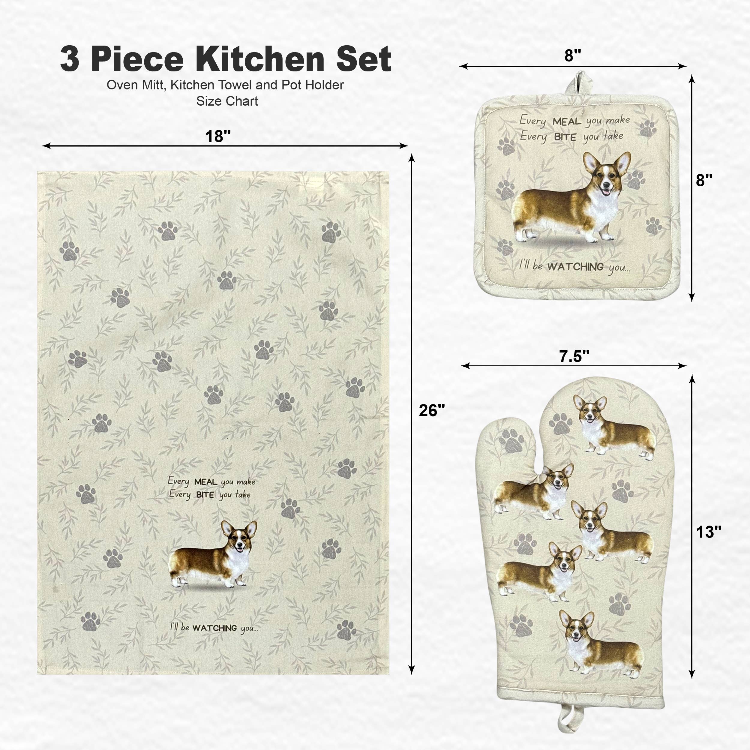 Welsh Corgi, oven mitt set