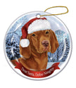 Vizsla Santa Hat Dog Porcelain Christmas Ornament