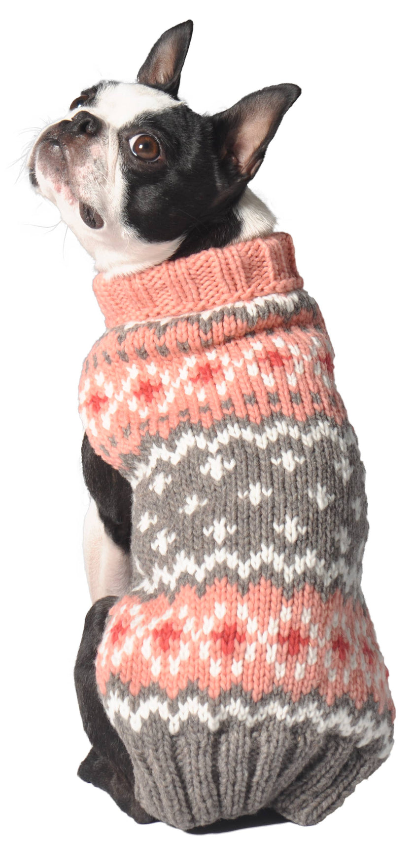 Peach Fairisle Dog Wool Pet Sweater