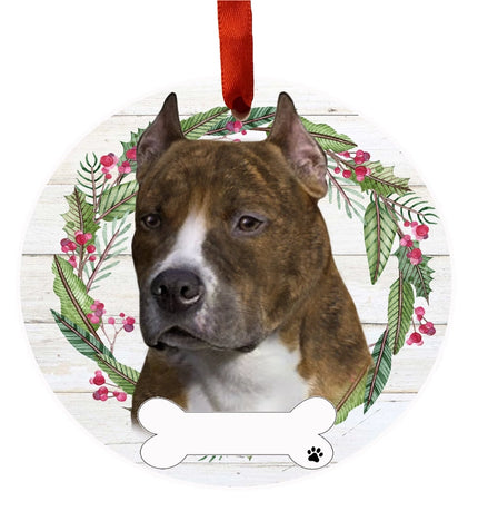 Pit Bull Ceramic Wreath Ornament (Head)