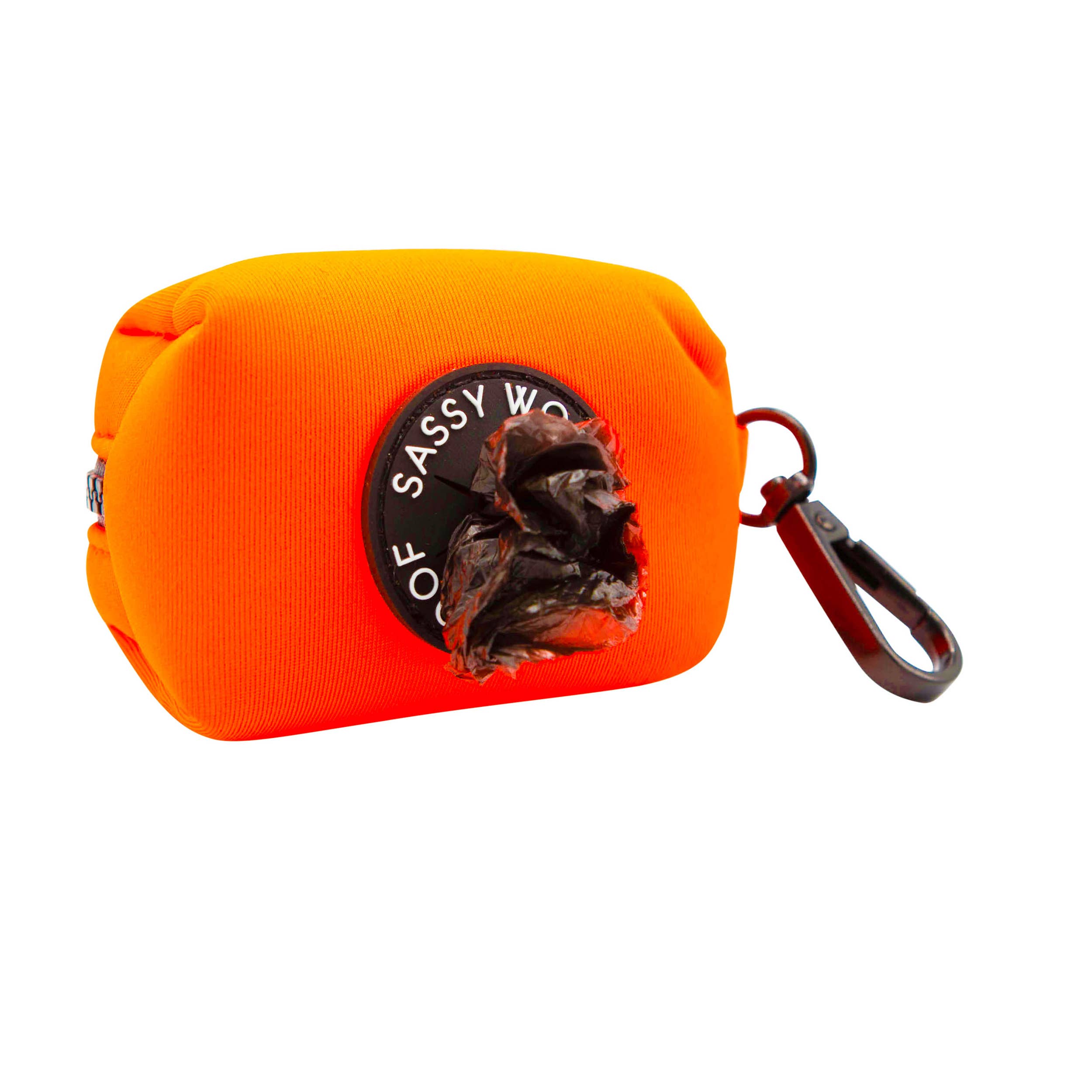 Dog Waste Bag Holder Neon Orange With Clasp