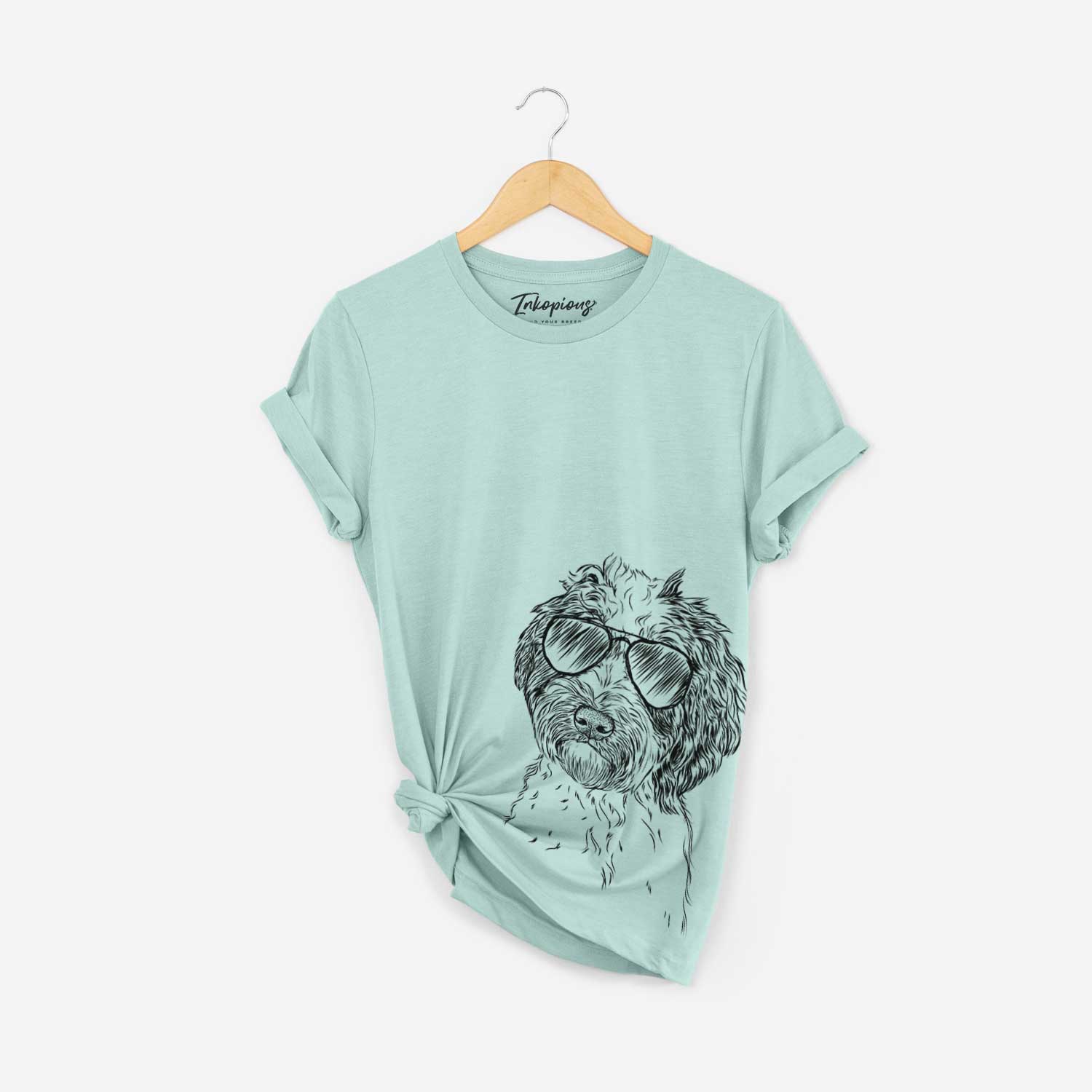 Rooney the Aussiedoodle - Bella Canvas Unisex Crewneck: Heather Sage / Bare (No Glasses) / XL