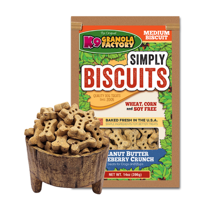 Simply Biscuits, Medium Peanut Butter Blueberry Recipe Dog Treats 14OZ