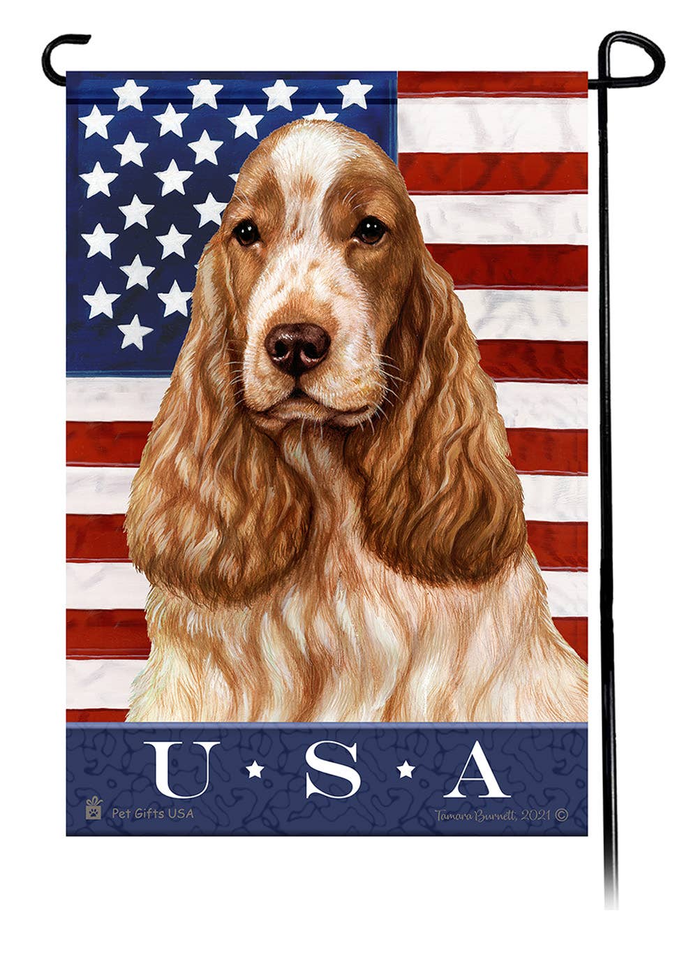 English Cocker Orange Roan True Blue Garden Flag