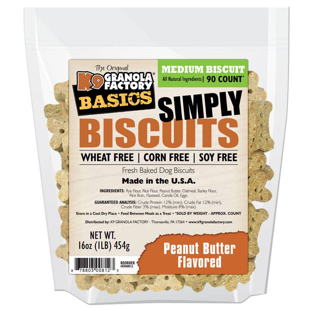 Simply Biscuits, Peanut Butter Recipe Dog Treats, 14oz Medium