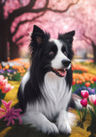Border Collie Colorful Spring Large House Flag