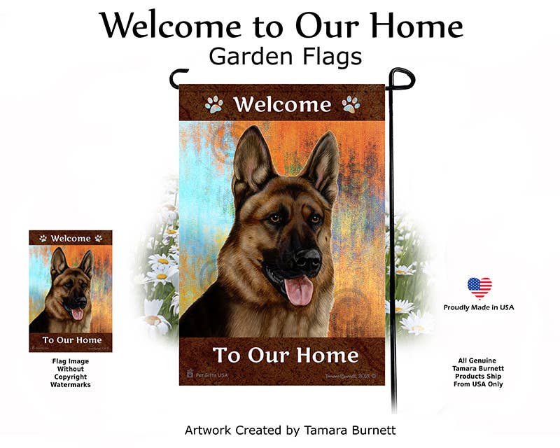 German Shepherd Red Sable Welcome Home - Garden Flag