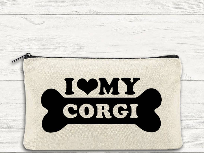 I Love My Corgi Canvas Multi-Purpose Zipper Bag