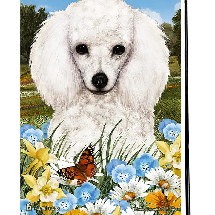 Poodle, White Garden Flag