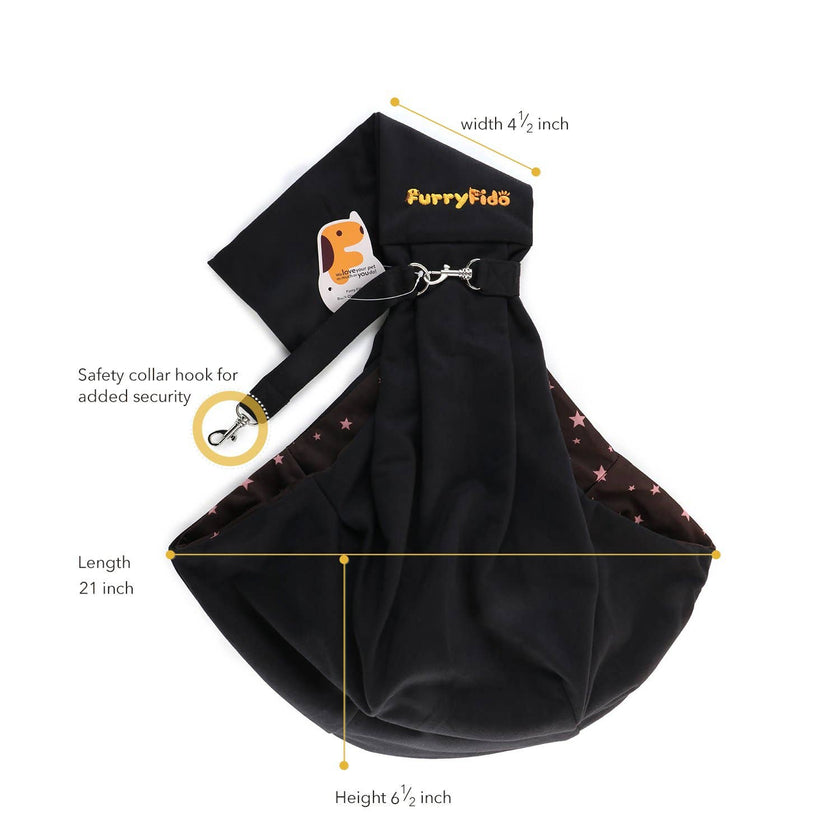 Furry Fido Classic Pet Sling - Black