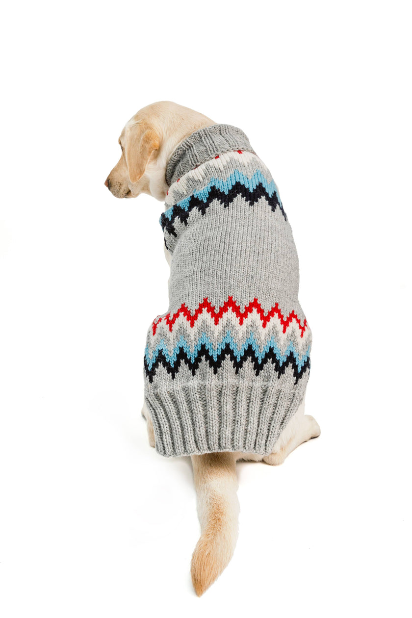 Grey Chevron Dog Wool Pet Sweater