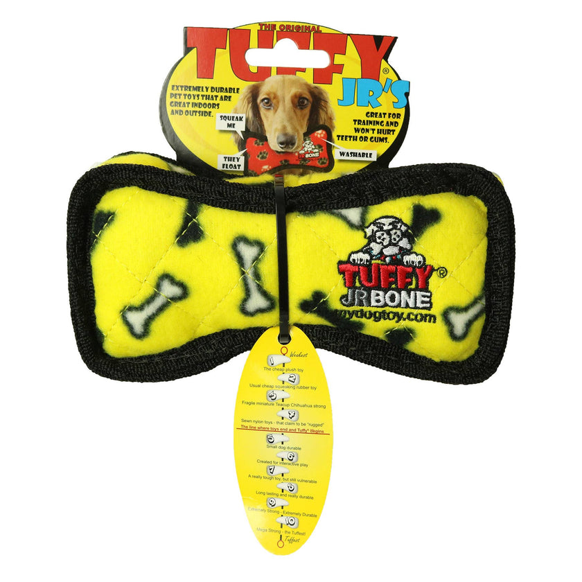 Tuffy Jr Bone 2 - Yellow, Durable, Tough, Squeaky Dog Toy