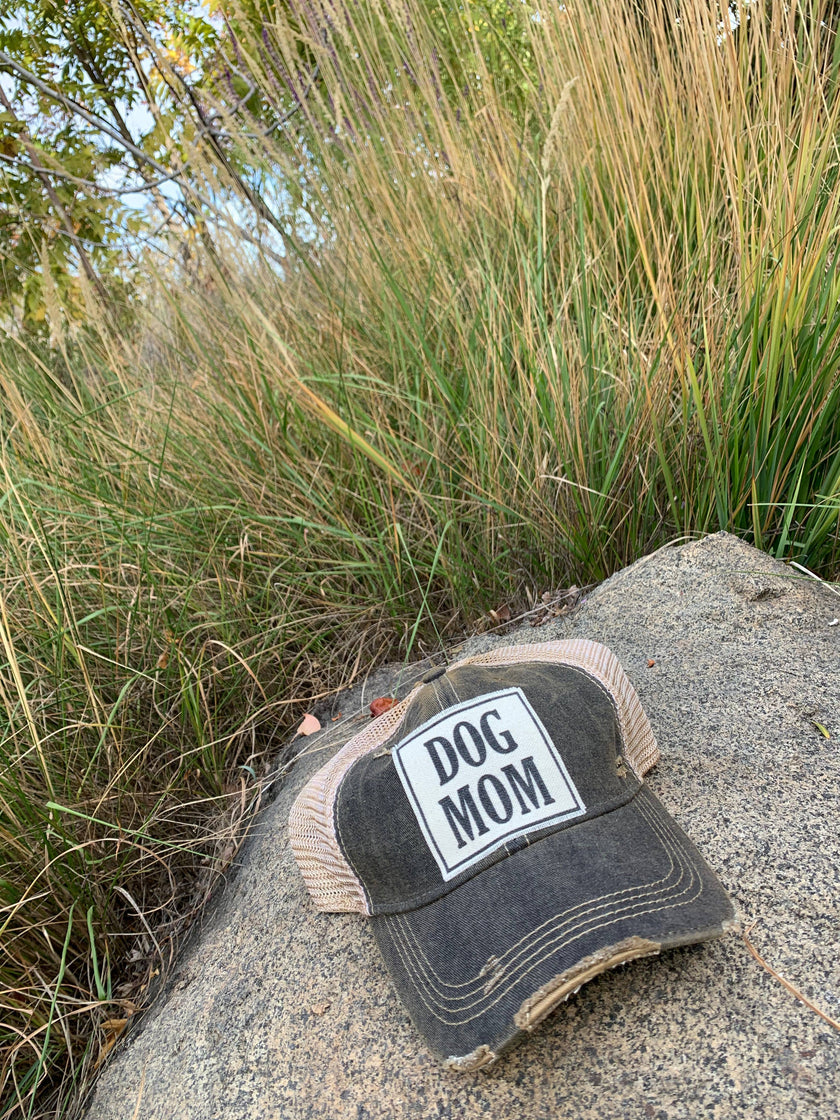 Dog Mom Distressed Trucker Hat Baseball Cap