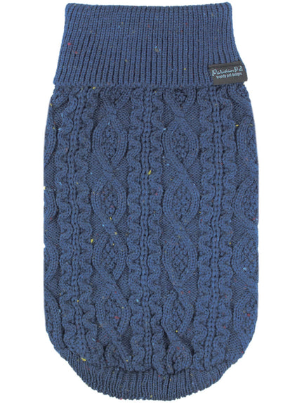 Cable Knit Dog or Cat Sweater, Navy Blue