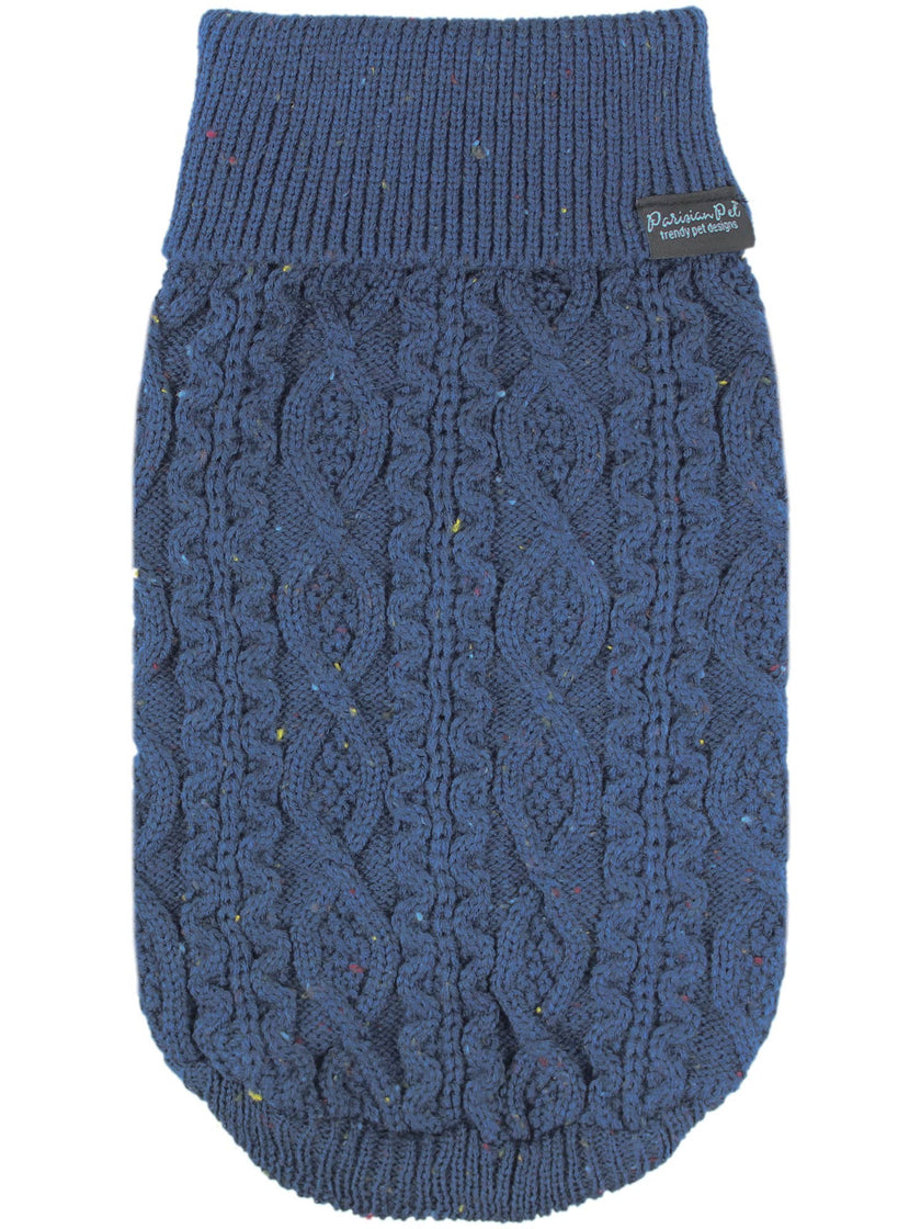 Cable Knit Dog or Cat Pet Sweater, Navy Blue