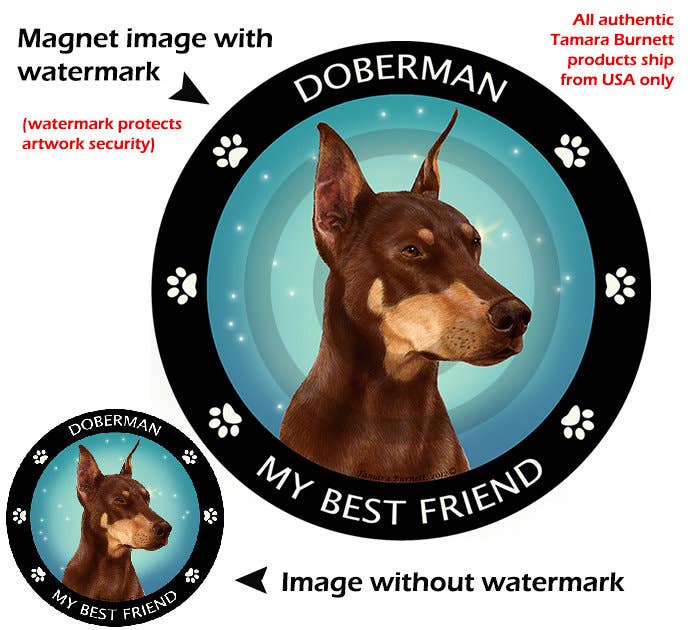 Doberman Red Cropped My Best Friend Circular Magnet