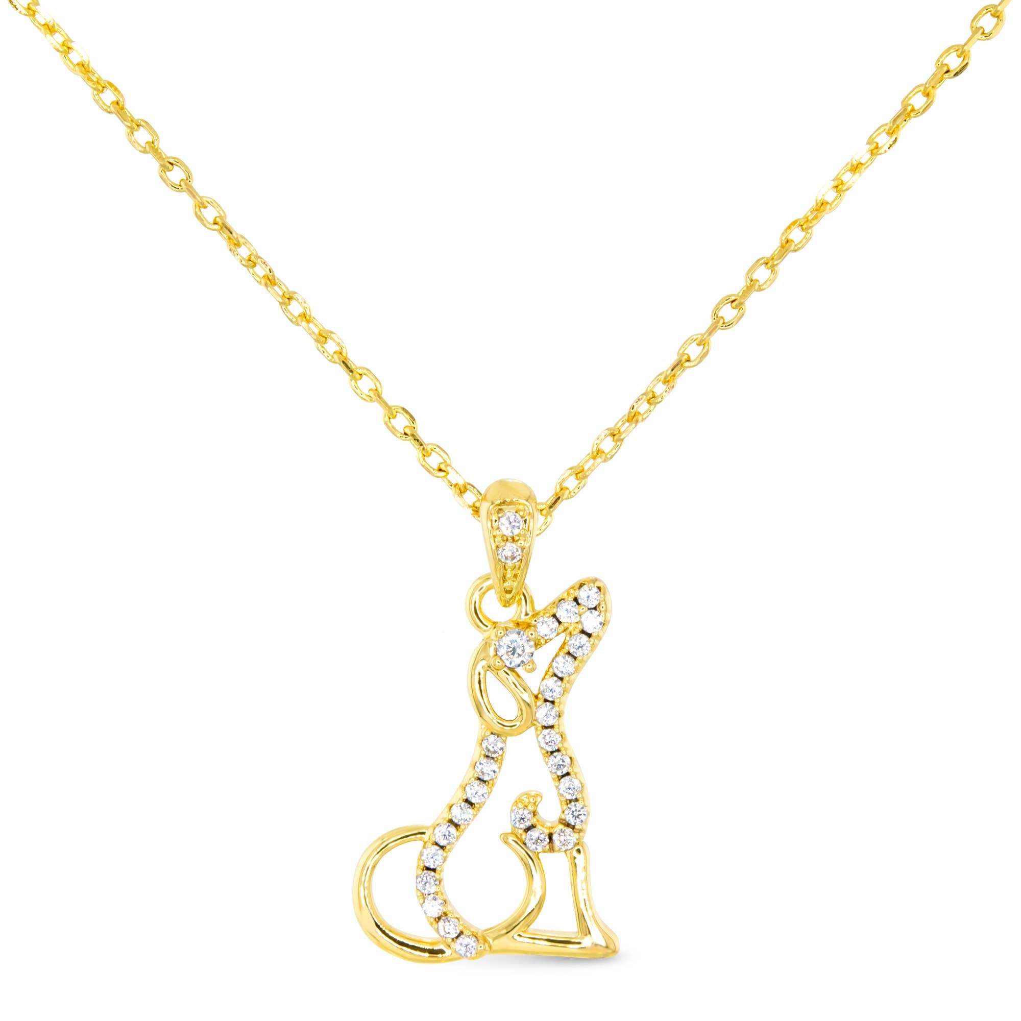 Necklace Dog Silhouette Adorable Gold CZ Fashion Jewelry Necklace