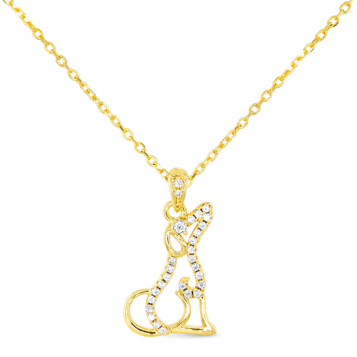 Necklace Dog Silhouette Adorable Gold CZ Fashion Jewelry Necklace