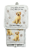 Goldendoodle, oven mitt set