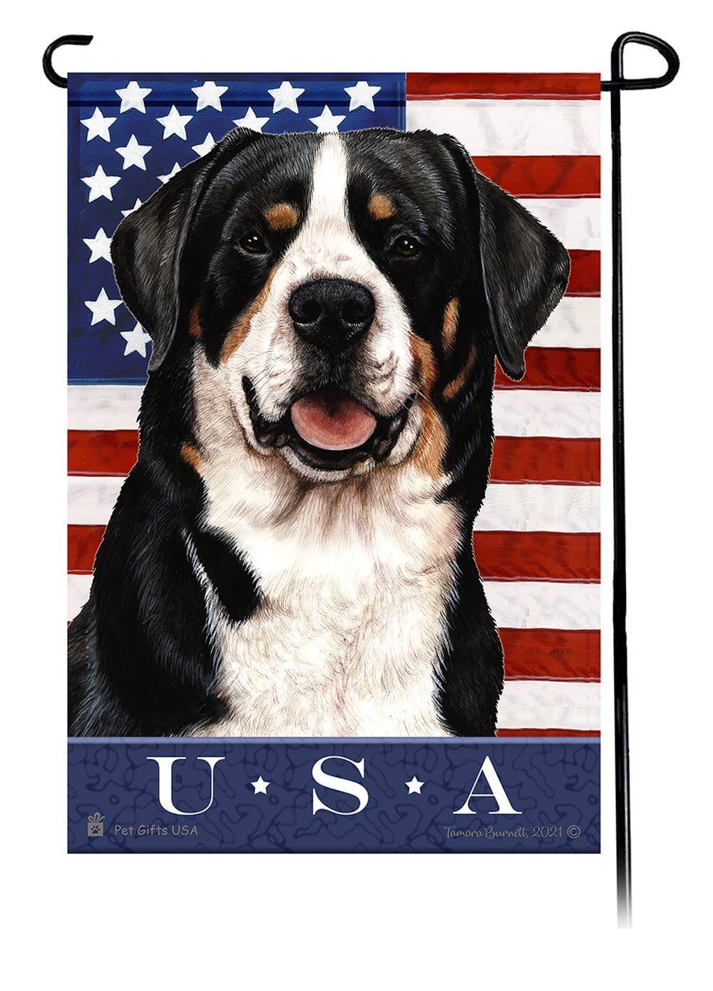 Greater Swiss Mountain Dog True Blue Garden Flag