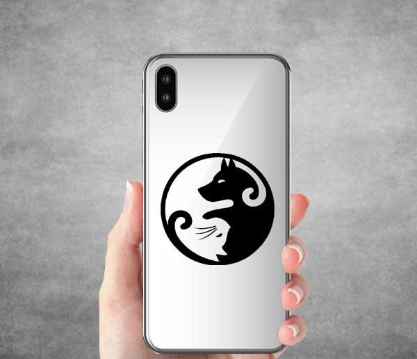 Yin Yang Dog & Cat Vinyl Sticker Black