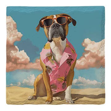Boxer Beach Dog | Drink Coaster